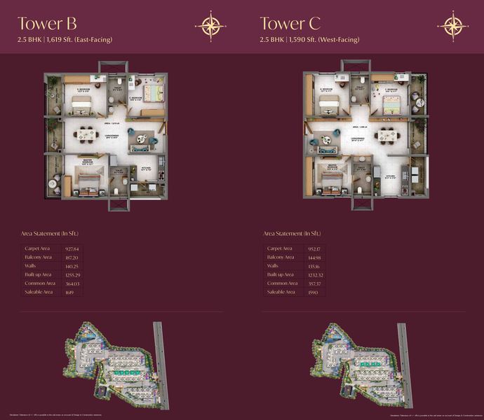 2.5 BHK floor plan - Candeur Eternia Bachupally