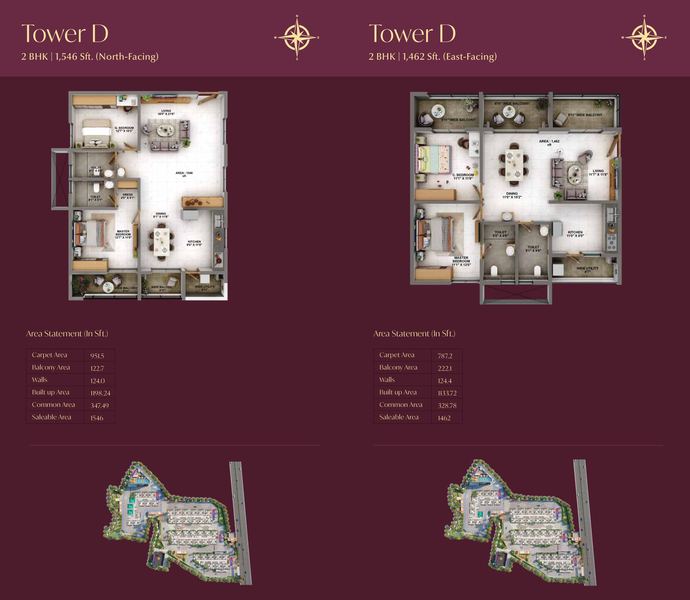 2 BHK floor plan - Candeur Eternia Bachupally